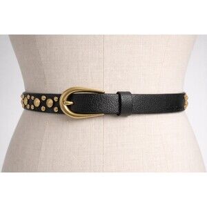 Miu Miu Black Leather statement belt Studded  womens size 36